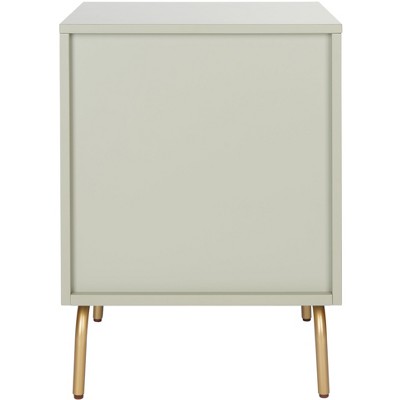 Genevieve Grey Mahogany 2-Drawer Nightstand with Gold Trim