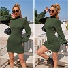 EXLURA Women's Mock Neck Ribbed Long Sleeve Bodycon Pullover Cute Mini Sweater Dress - 3 of 4