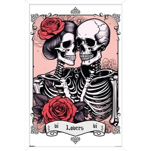Trends International Tabz Jones - Skull and Roses Tarot Lovers Framed Wall Poster Prints - 1 of 4