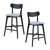 Black Wooden Bar Stool Set of 2, Modern Upholstered Kitchen Island Chairs - 4 of 4