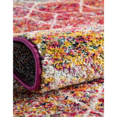 Colorful Multi Synthetic Round Trellis Area Rug