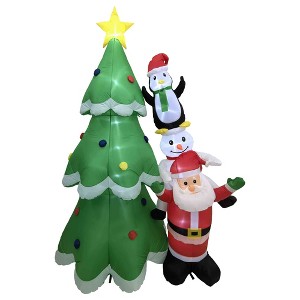 Northlight LED Lighted Inflatable Christmas Tree with Santa and Friends Outdoor Decoration - 8.25' - 1 of 4