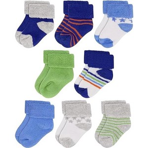 Rising Star Infant Socks for Baby Boys & Girls, Thick Cotton Terry Cuff Winter Warm Socks for Ages 0-12 months (Multicolor Stars) - 1 of 3