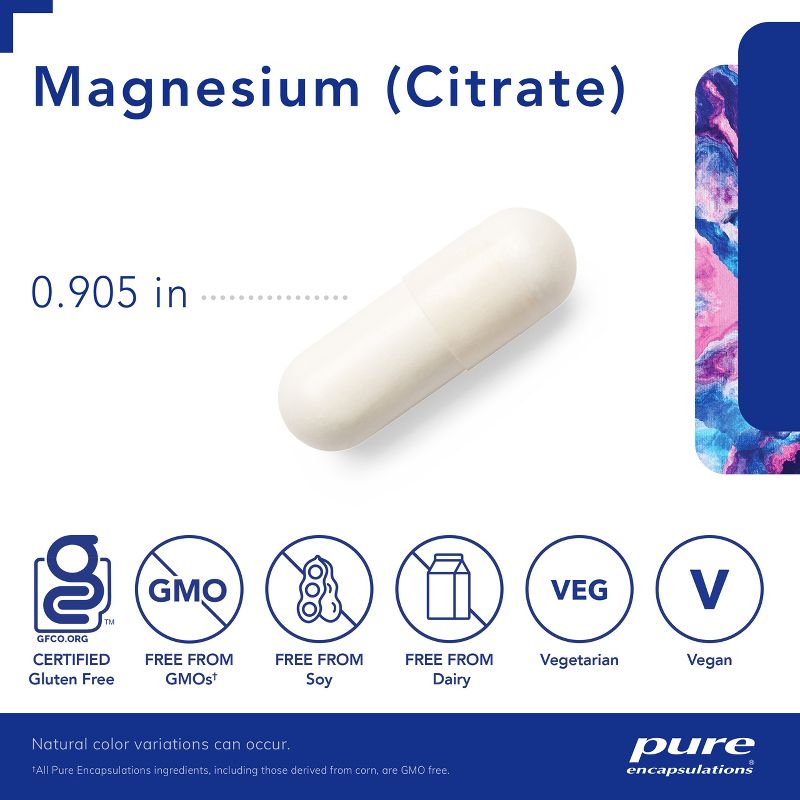 Pure Encapsulations Magnesium (Citrate) - Supplement for Sleep, Heart Health, Muscles, and Metabolism, 3 of 10