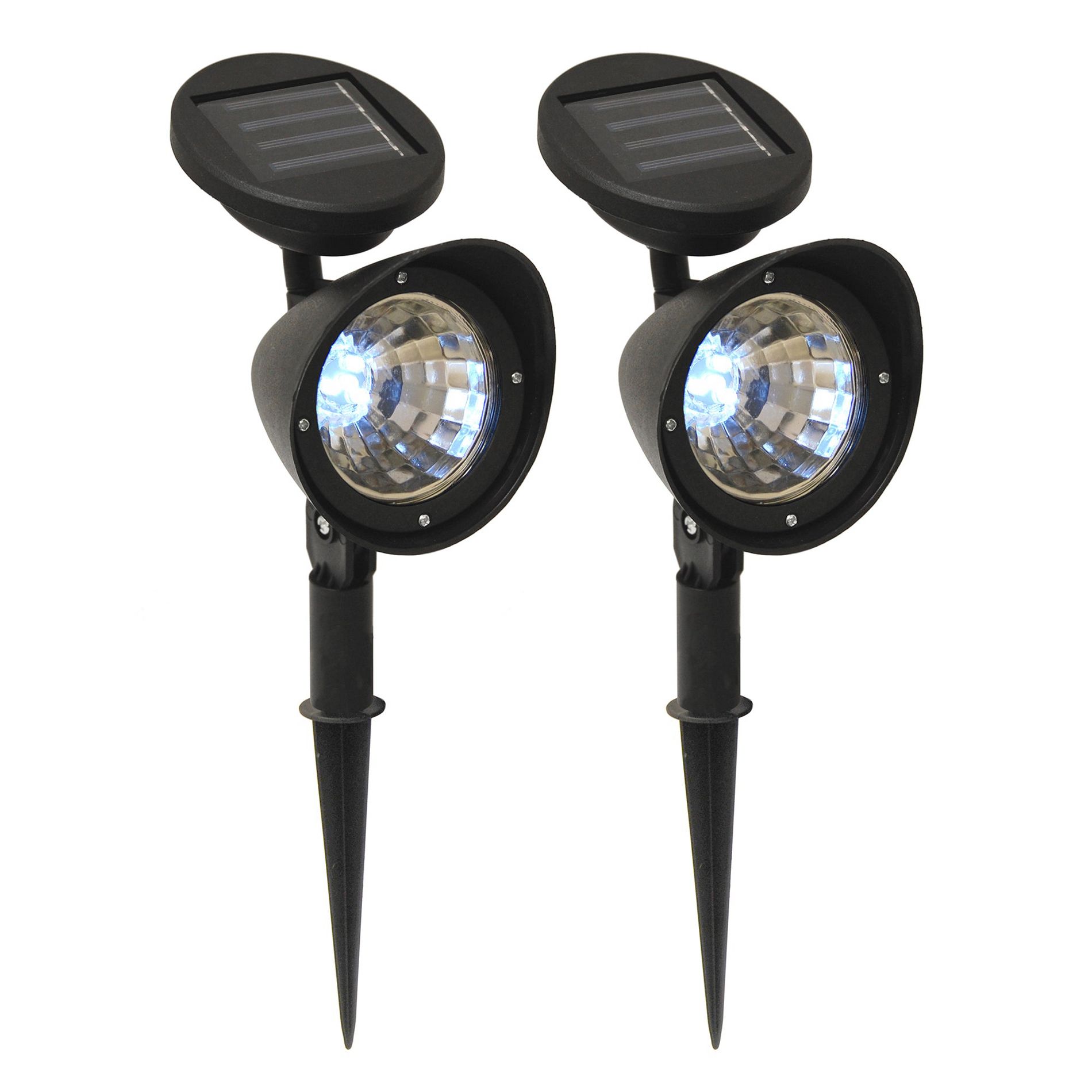 LumaBase Solar-Powered Black Spotlights - Set of 2