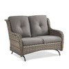 Buenhomino Patio Loveseat Rattan Glider Sofa with Curved Armrest Thicking Back & Seat Cushions for Garden Balcony Backyard - 2 of 4