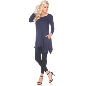 Women's 3/4 Sleeve Makayla Tunic Top with Pockets - White Mark - 1 of 3