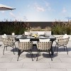 7 Piece Outdoor Patio Dining Set,Extendable Dining Table and 6 Polyester Woven Tape Chairs Set,Metal Garden Dining Set with Cushions-Coolbibila - 3 of 4