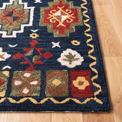 Heritage Red and Navy Hand-Tufted Wool Area Rug