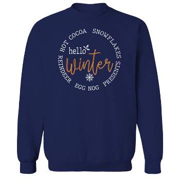 Rerun Island Men's Christmas Hello Winter Long Sleeve Graphic Cotton Sweatshirt