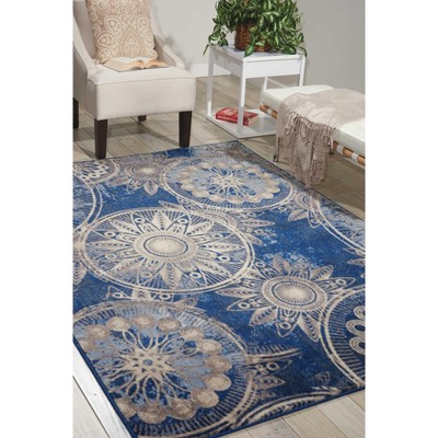 Skyburst Indigo and White Synthetic 5'3" x 7'5" Area Rug
