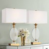 Vienna Full Spectrum Valerie 28" Tall Round Geometric Modern Glam Table Lamps Set of 2 Gold Clear Crystal Metal Living Room Bedroom White Shade - 2 of 4