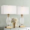 Vienna Full Spectrum Valerie 28" Tall Round Geometric Modern Glam Table Lamps Set of 2 Gold Clear Crystal Metal Living Room Bedroom White Shade - image 2 of 4