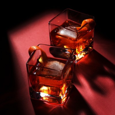 Viski 10oz Clear Crystal Square Rocks Glass Set