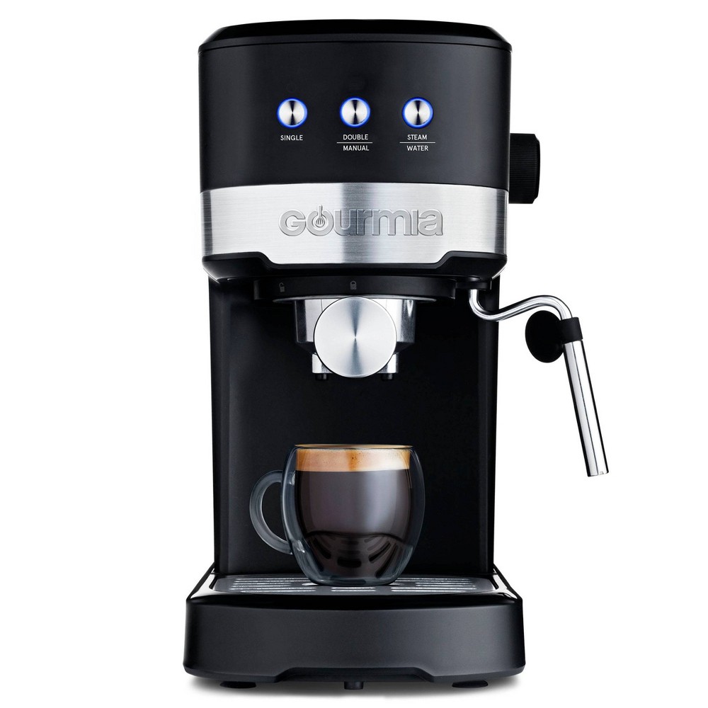 Photos - Coffee Maker Gourmia 15 Bar Espresso Maker with Powerful Frothing Wand – Black: 1500W, 30oz Capacity, Electric, Hand Wash 