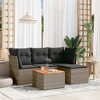 vidaXL Patio Sofa Set with Cushions Outdoor Furniture 5 Piece Poly Rattan - Gray - 2 of 4