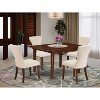 5-Piece Mahogany Finish Solid Wood Top - Rectangular Button Tufted Dining Room Set  - Seats 4 - 2 of 4