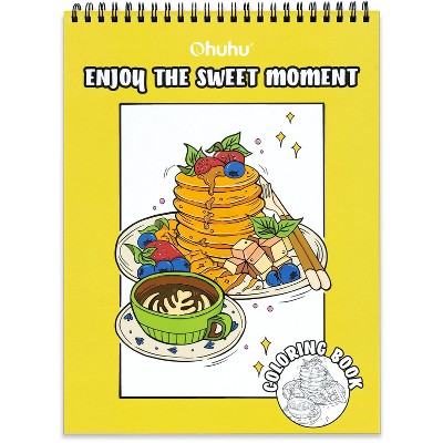 Ohuhu Double Sided Coloring Book Bleedproof - Enjoy The Sweet Moment Coloring Book - 20 Sheets/40 Pages Spiral Coloring Book - Stress-Relieving Gift