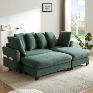 YOOCOZZ Upholstered Sectional Sofa L-shaped Sofa with Ample Storage Space,Movable Ottoman and Six Throw Pillows - 1 of 4