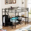 Full Size Metal Loft Bed with L-shaped Desk, One Cabinet Wardrobe and 2 Fabric Drawers - 3 of 4