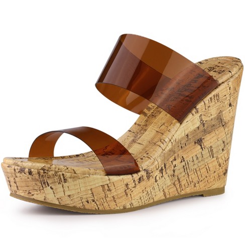 Cork wedge best sale with clear strap