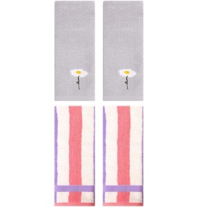 REGALWOVEN 4 Pcs Cotton Bathroom Soft Absorbent Cotton Hand Towels - 1 of 4