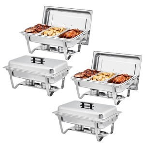 Chafing Dish Buffet, 8QT Stainless Steel Chafing Dishes with 3 1/3 Size Food Pans, Food Servers and Warmers for Parties, Weddings, Banquets - 1 of 4