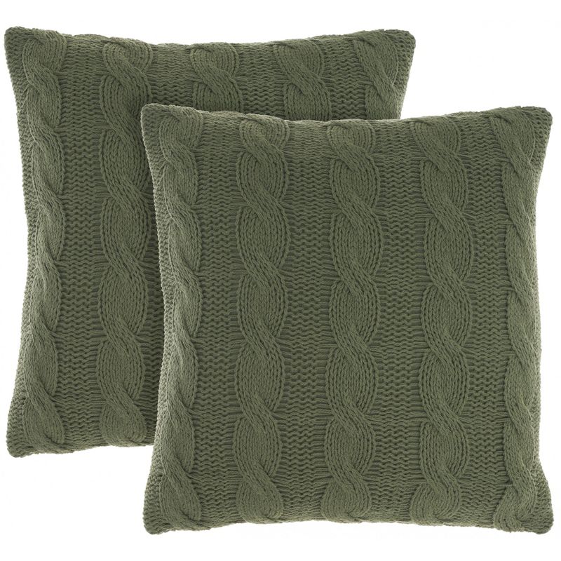 Mina Victory Life Styles Cotton Knitted 18"x18" Indoor Throw Pillows Set of 2, 1 of 9