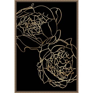 Amanti Art Peonies in gold and black by Rosana Laiz Blursbyai Canvas Wall Art Print Framed 16 x 23-in. - 1 of 4