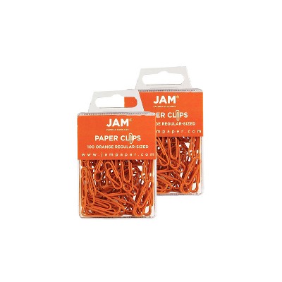 JAM Paper Colored Standard Paper Clips Small 1 Inch Orange Paperclips 42186870A