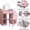 Kids Pink Vanity Set with Bear Chair, Mirror & Drawers - Princess Dressing Table for Girls - 3 of 4