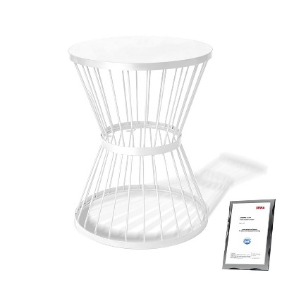 LOEHAVIT Outdoor Side Table Metal Round End Table Waterproof Modern Small Patio Table for Outside Garden Balcony Yard