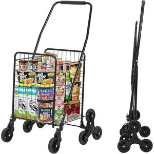 Grocery Cart on Wheels for Stairs, Foldable Utility，with Rolling Swivel Wheels,with Wide Cushion Handle Bar,20.4*17.3*36.2inch,70lbs Load Capacity - 1 of 4