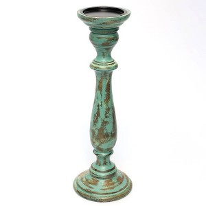 AZL1 Life Concept Candle Holders, Tall Wood and Resin Centerpiece Stand for Dining Table and Mantel Display Decor, Green, 5"*5"*15" - 1 of 4