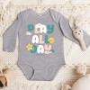 The Juniper Shop Mini Smiley Play All Day Long Sleeve Bodysuit - NB - Heather Grey - 3 of 4