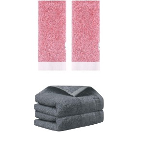 REGALWOVEN 4 Pcs Solid Soft Absorbent Hand Towel Set for Bathroom, Camping, Gym - 1 of 4