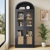 Garvee Arched Bookshelf with Doors and Drawers Farmhouse Bookcase Display Storage Shelves 71.4in Tall Wooden Display Cabinet Rounded Bookcases - 2 of 4