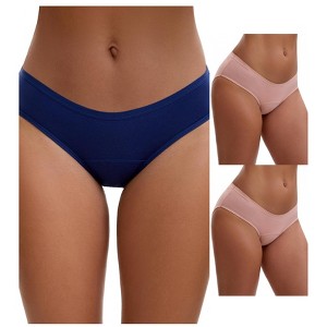 INSPIRE CHIC 3 Layers Period Leak Proof Briefs for Women's Cotton Mid-Waisted Underwear 3 Packs - 1 of 4