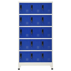 vidaXL Steel Locker Cabinet in Gray and Blue - Secure Storage with Lockable Doors and Air Vents, Perfect for Home and Office Use - 1 of 4