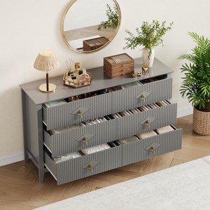 Fluted Dresser for Bedroom, 54 Inch Wide 6-Drawer Wood Dresser, Modern Chest of Drawers - 1 of 4
