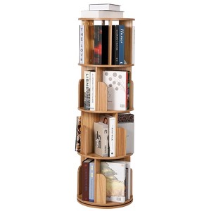 Wooden Rotating Bookshelf, 4-Tier 360¡ã Display Floor-Standing Bookcase, Multi-Functional Storage Organizer for Kids and Adults in Living Room - 1 of 4