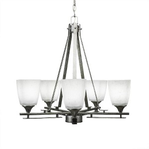 Toltec Lighting Uptowne 5 - Light Chandelier in  Aged Silver with 4.5" Square White Muslin Shade - 1 of 1