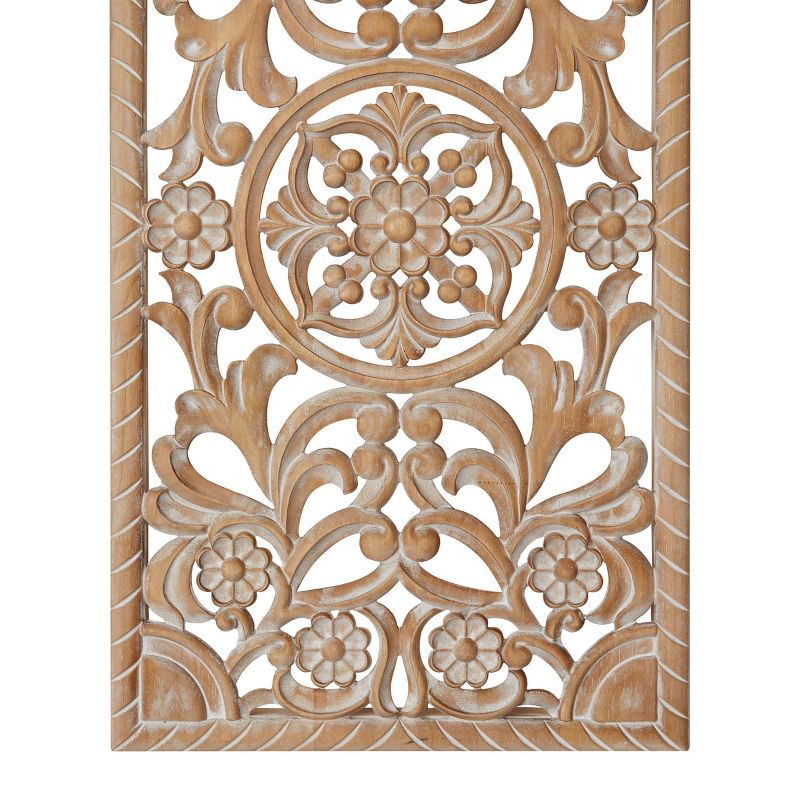 Wood Floral Intricately Carved Wall Decor Brown - Olivia &#38; May, 3 of 7