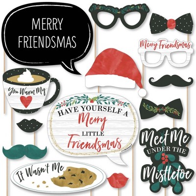 Big Dot of Happiness Rustic Merry Friendsmas - Friends Christmas Party Photo Booth Props Kit - 20 Count