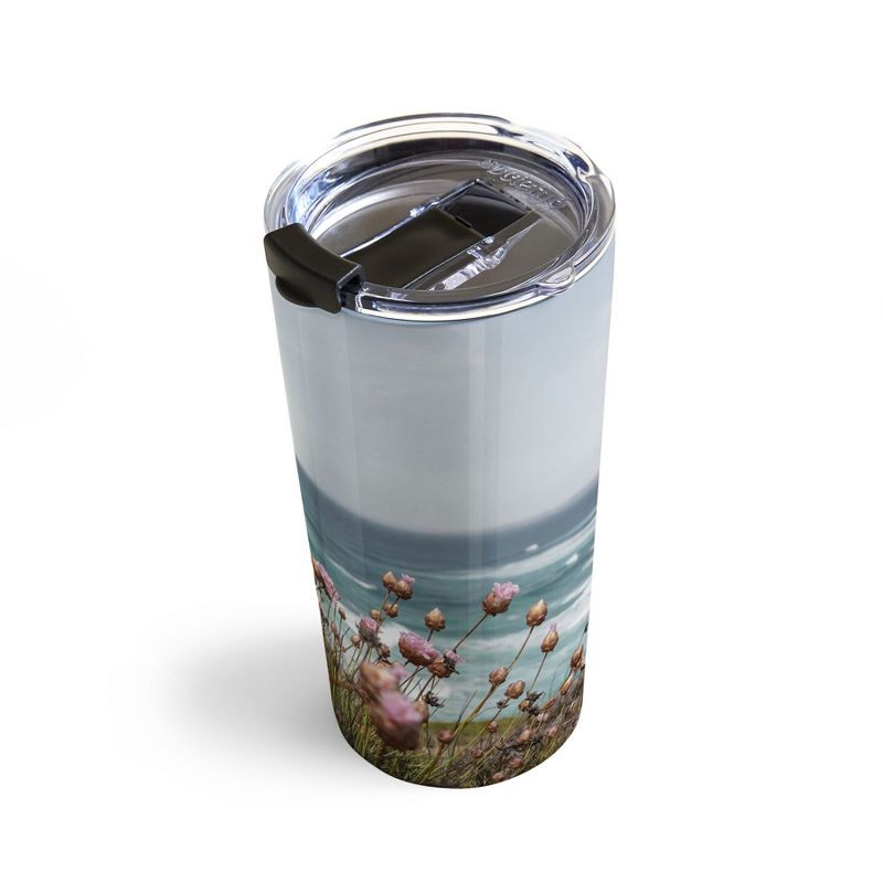 Henrike Schenk - Travel Photography Pink Flowers by the Ocean 20 oz Stainless Steel Travel Mug - Deny Designs, 4 of 5