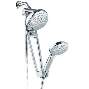 6" 48 Setting Hotelspa Aquabar High Pressure Luxury Three-Way Handheld Shower Head Combo Chrome - AquaDance: Polished ABS & Brass, 5ft Hose - 1 of 4