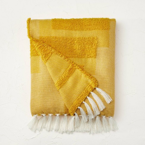 Geometric Patterned Chunky Woven Throw Blanket Yellow Opalhouse