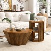 NicBex Set of 2 Nesting Octagon Coffee Tables 31.5" Rubber Wood with Storage Shelf Mid-Century Accent for Living Room - 2 of 4