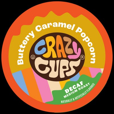 Crazy Cups Decaf Buttery Caramel Popcorn Flavored Coffee Pods