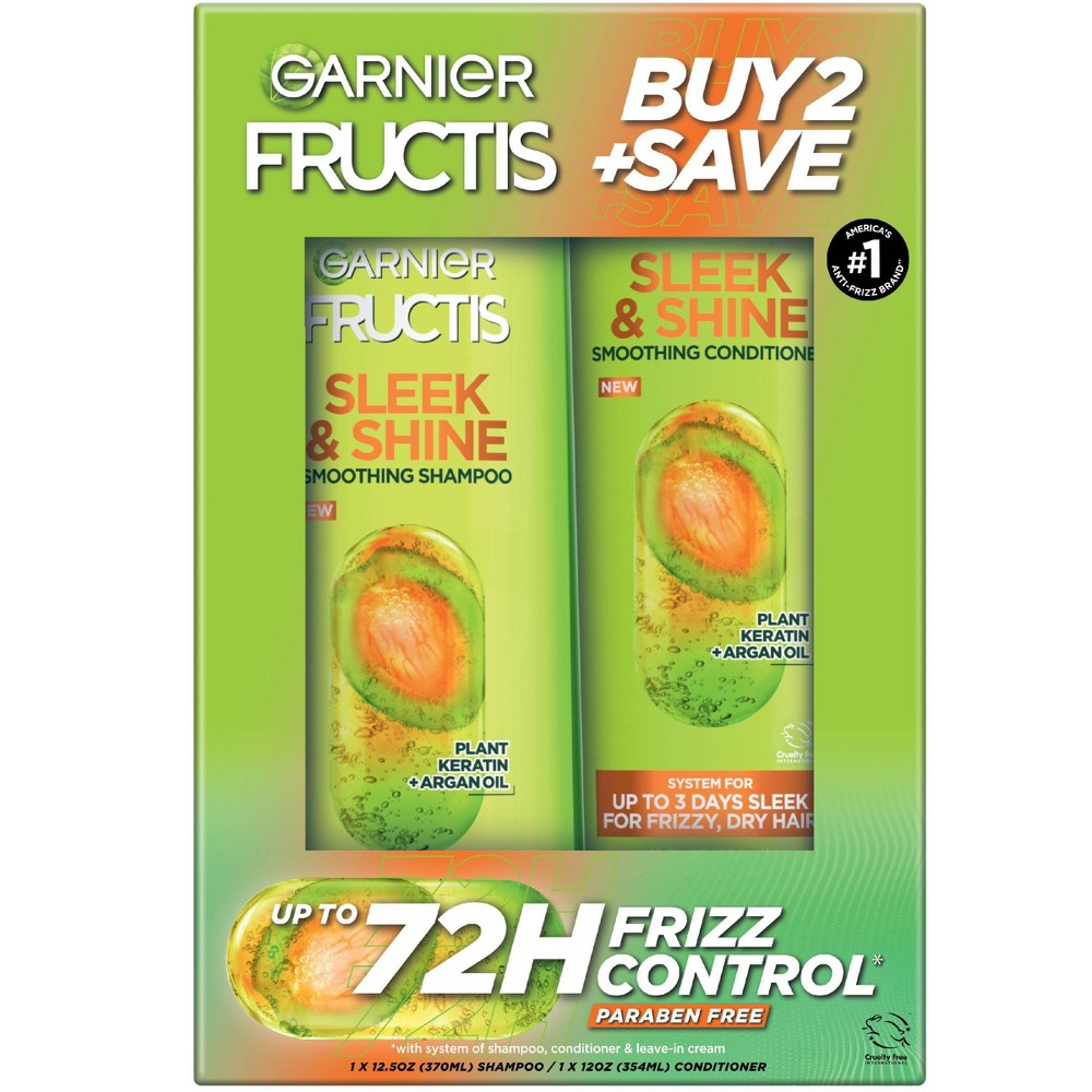 Photos - Hair Product Garnier Fructis Active Fruit Protein Sleek & Shine Shampoo & Conditioner T 
